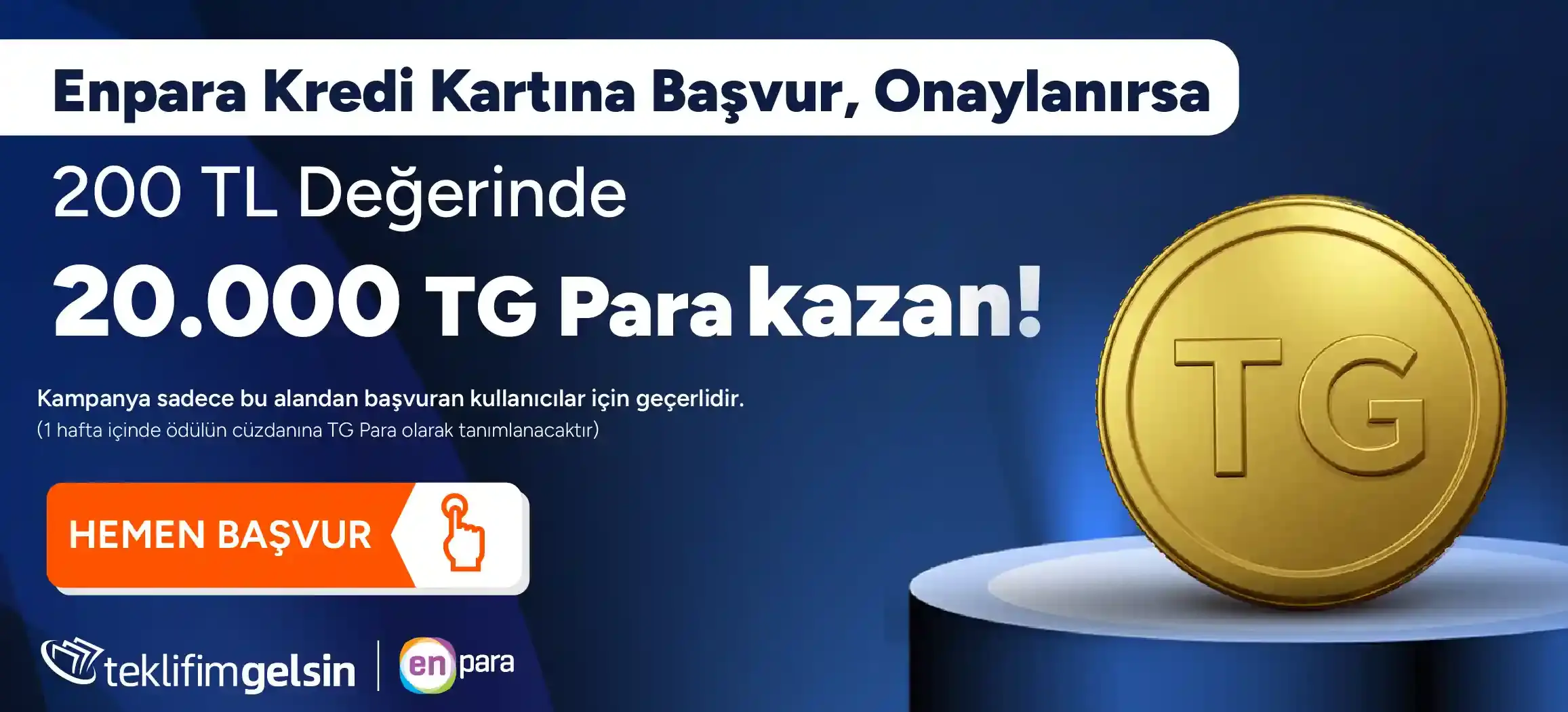 TeklifimGelsin ile Enpara Kredi Kartına Başvur, 200 TL Değerinde 20.000 TG Para Kazan!